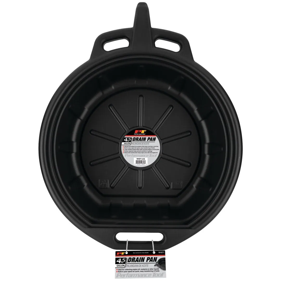 W4071 – PERFORM TOOL Drain Pan, 4-1/2 Gallon Capacity Black Polyethylene With Handle - view 2